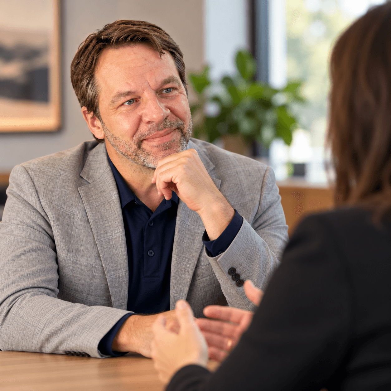 Illustration of Jerry in conversation
